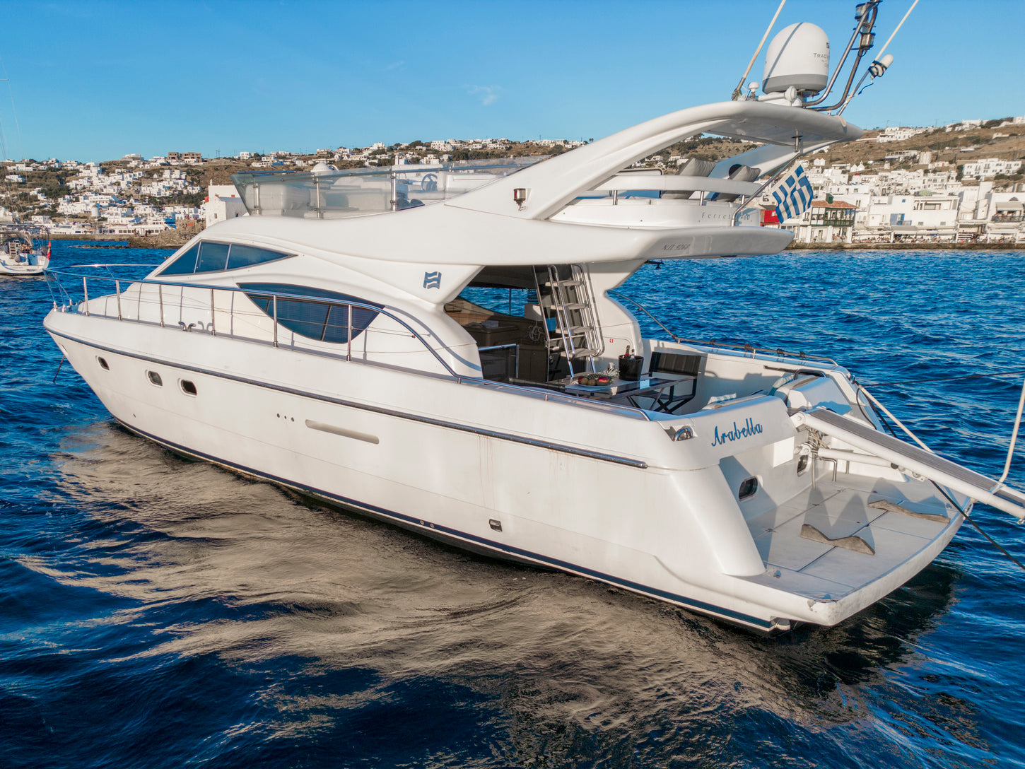 FERRETTI crewed yacht charter Mykonos Greece